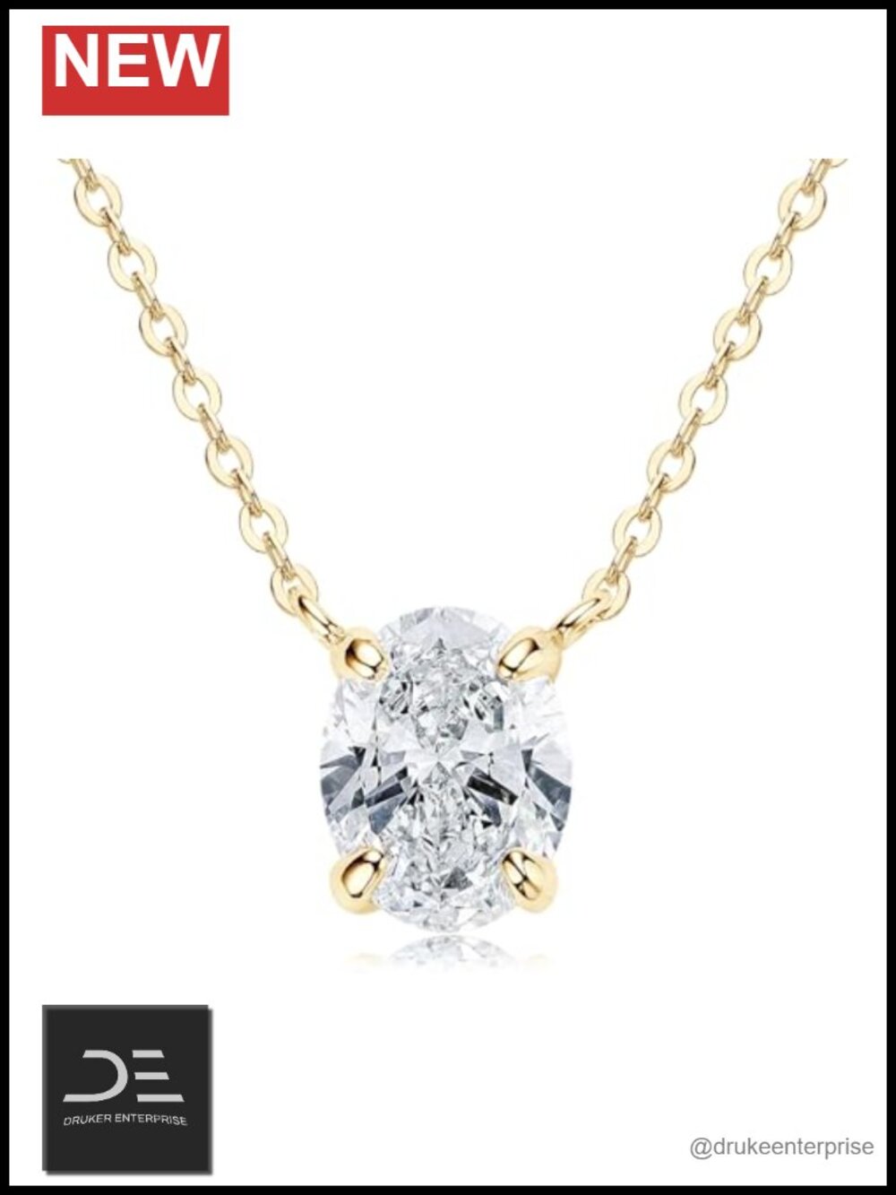 2ct Oval Moissanite Pendant Necklace S925 Sterling Silver